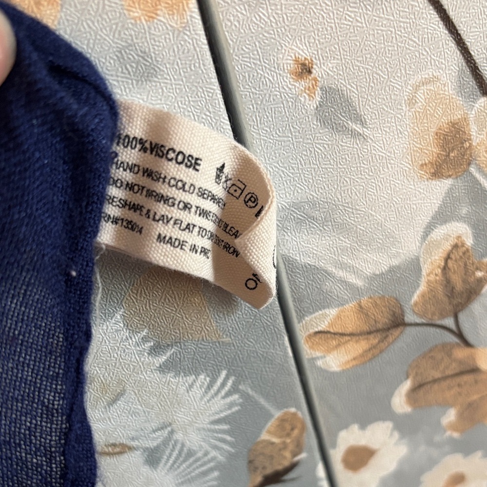 Navy & Cream Printed Open-Front Draped Cardigan - Picture 3 of 4